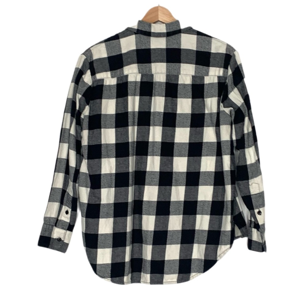 Madewell Oversized Boyfriend Flannel Top Black White Buffalo Plaid Size Small - Picture 5 of 11